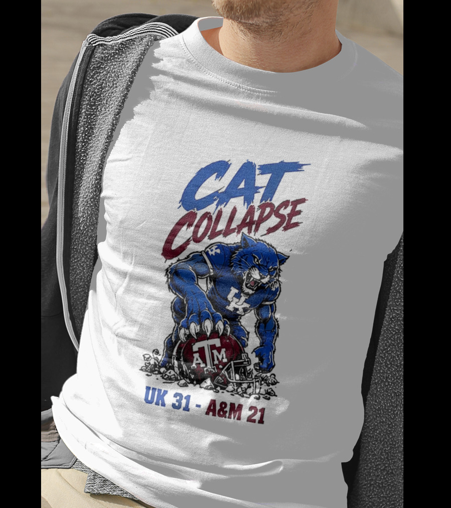 NCAA 2026 Matchup Kentucky Wildcats Vs Texas A&M Aggies Cat Collapse UK 31 A&M 21 T-Shirt