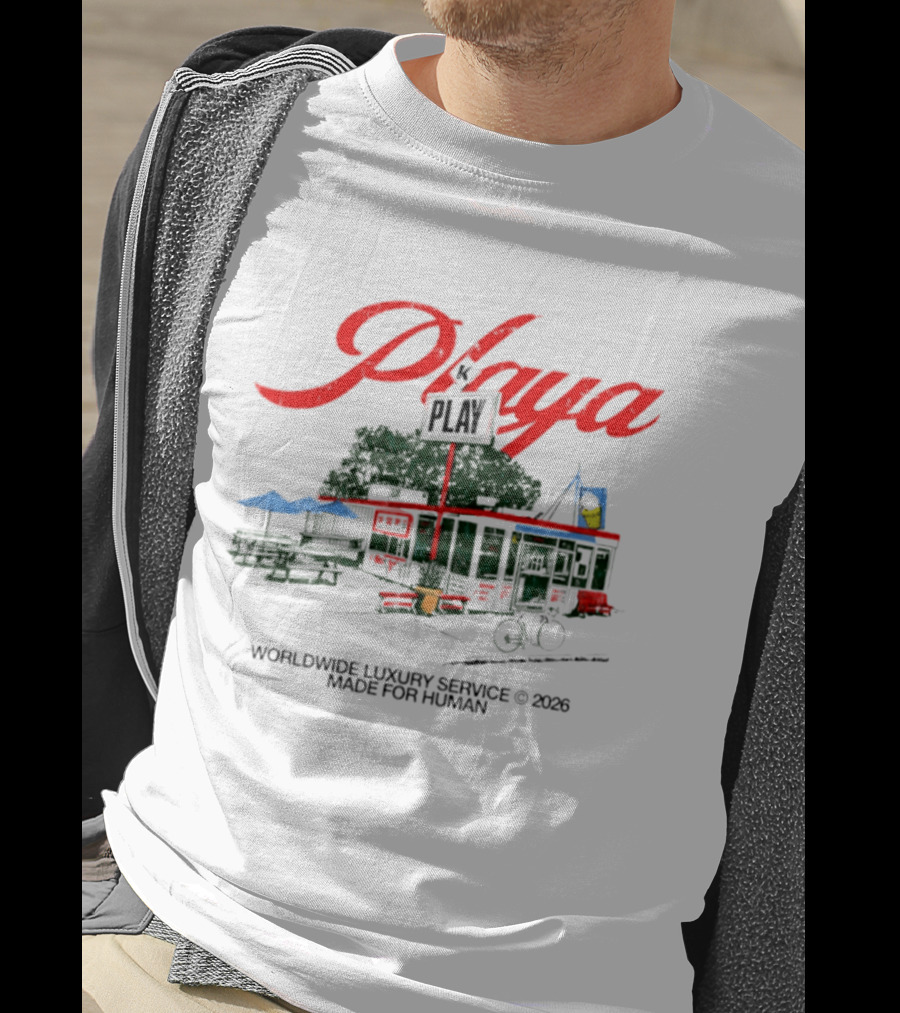 Playa K Play Worldwide Luxury Service 2026 Made For Human Bicycle Outdoor Scene T-Shirt