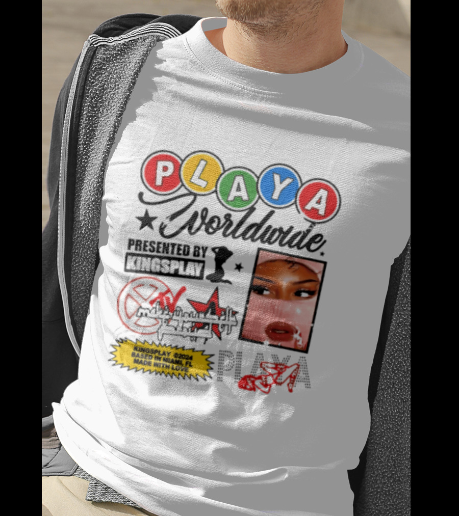 Playa Worldwide Kingsplay Miami Colorful Circles And Urban Street T-Shirt
