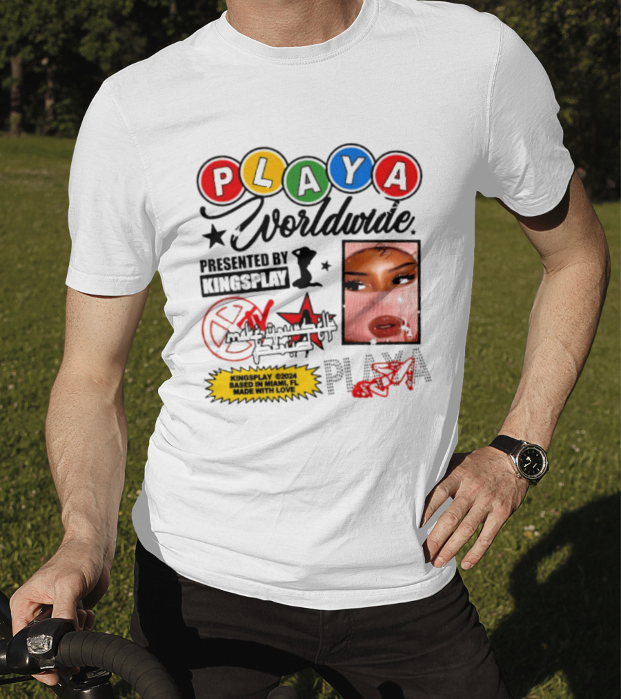 Playa Worldwide Kingsplay Miami Colorful Circles And Urban Street T-Shirt