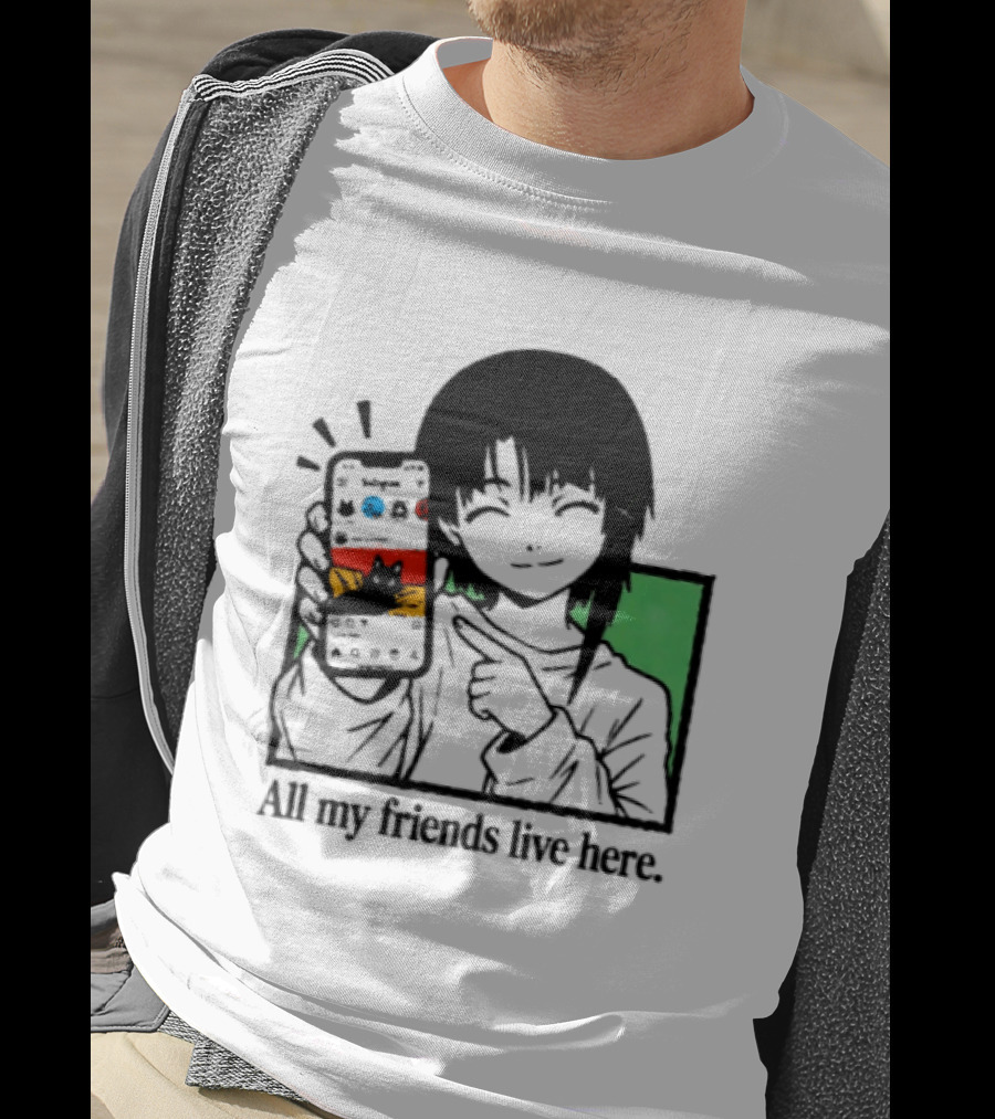 Brandon Crownover All My Friends Live Here Anime Character With Smartphone T-Shirt