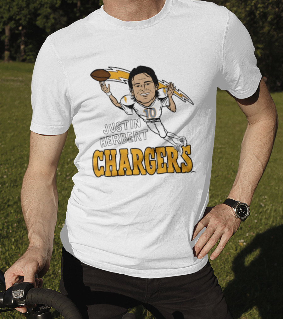 Justin Herbert Chargers Football Caricature Los Angeles T-Shirt