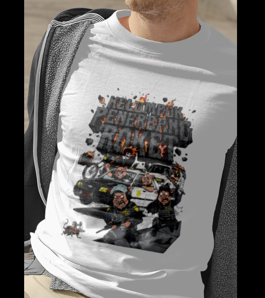Kelompok Penerbang Roket Pig Police Bastard Burning Riot Scene T-Shirt