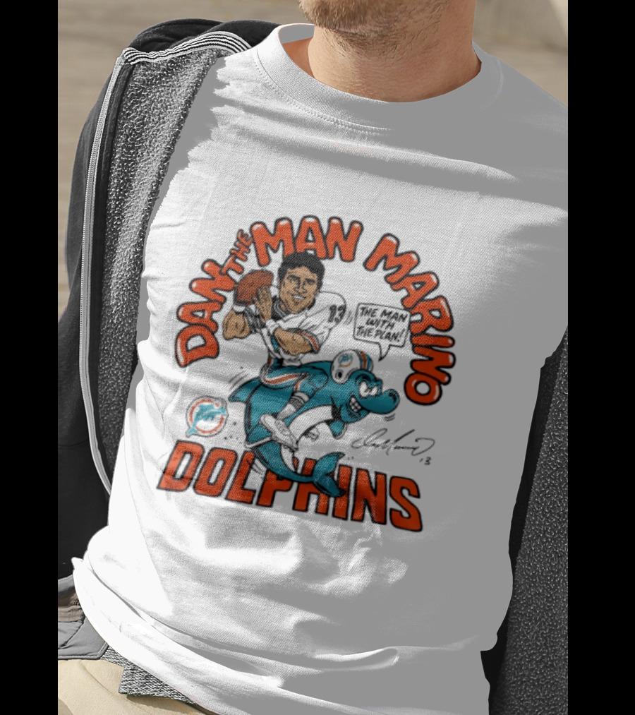 Dan The Man Marino Dolphins Football Caricature T-Shirt