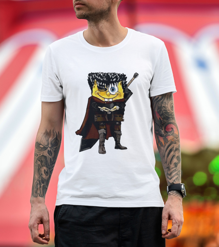 SpongeBob X Berserk Guts Crossover SpongeGuts SquarePants Character Mashup T-Shirt
