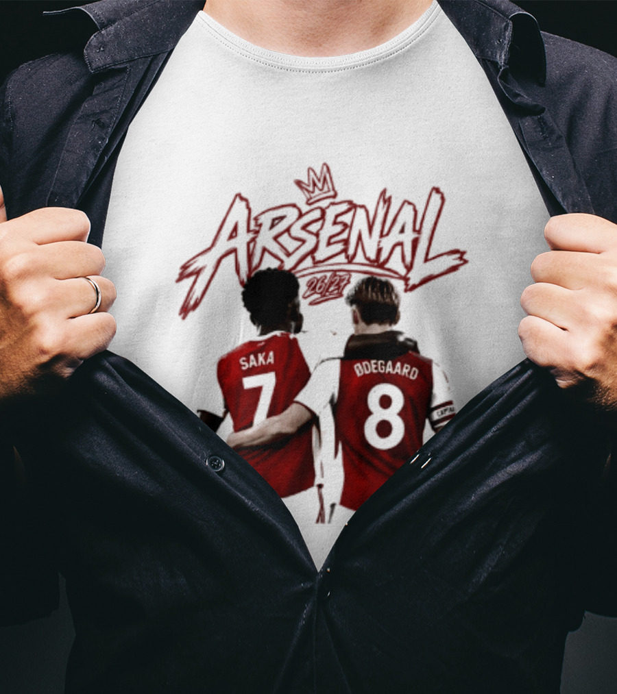 Arsenal Saka 7 Odegaard 8 Football Moment T-Shirt