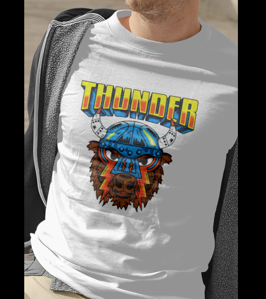 Thunder Buffalo Viking Helmet Bison Basketball T-Shirt