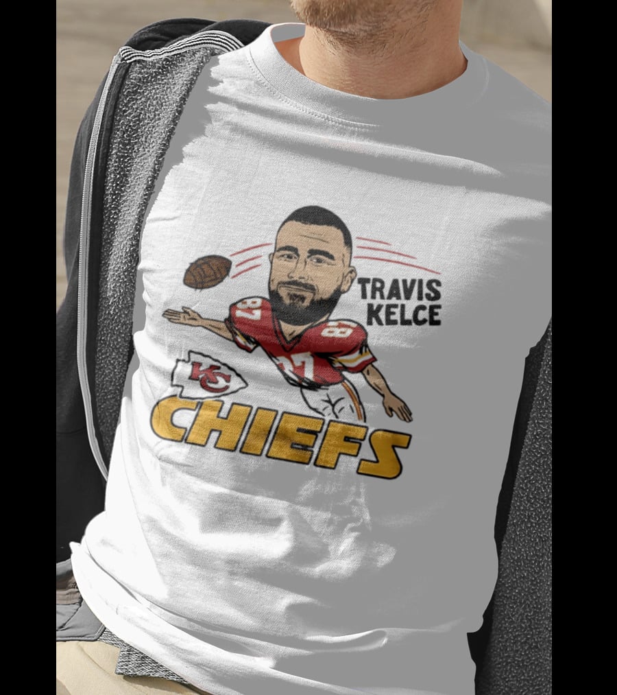 Travis Kelce Kansas City Chiefs Caricature KC Chiefs Football Player T-Shirt