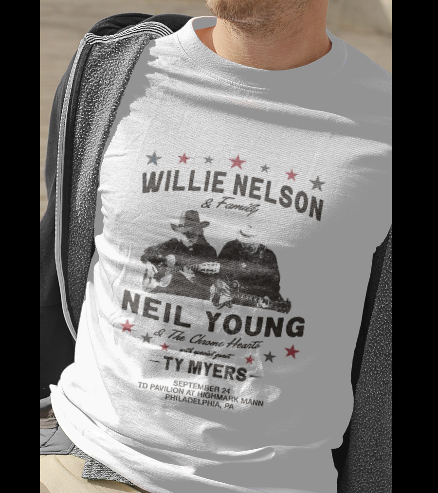 Willie Nelson And Family Neil Young The Outlaw Music Festival TD Pavilion Highmark Mann Philadelphia PA 2026 T-Shirt