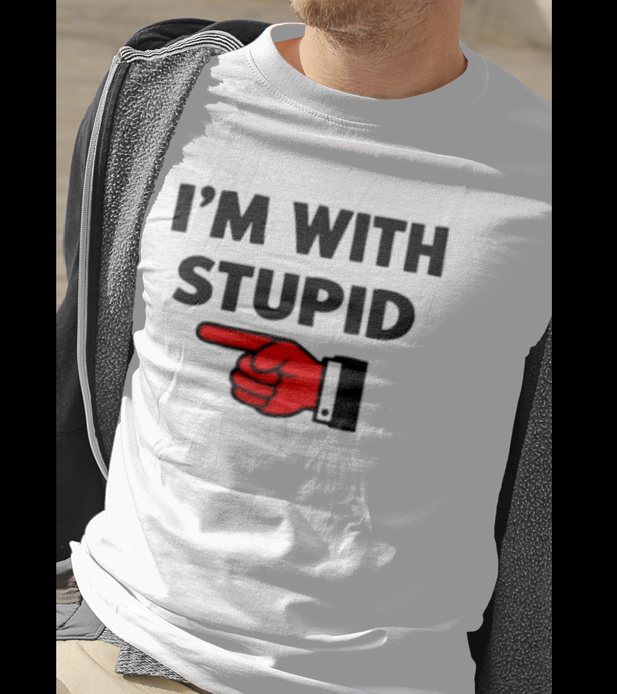 I'm With Stupid Pointing Finger Meme T-Shirt