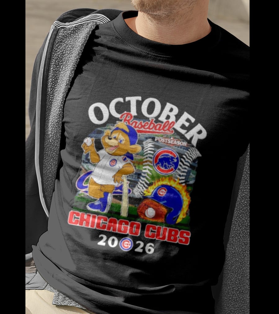 Chicago Cubs October Baseball 2026 MLB Postseason Helmet T-Shirt
