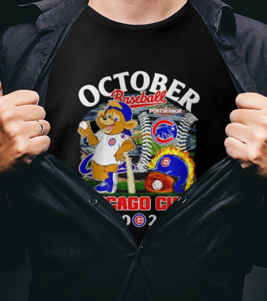 Chicago Cubs October Baseball 2026 MLB Postseason Helmet T-Shirt