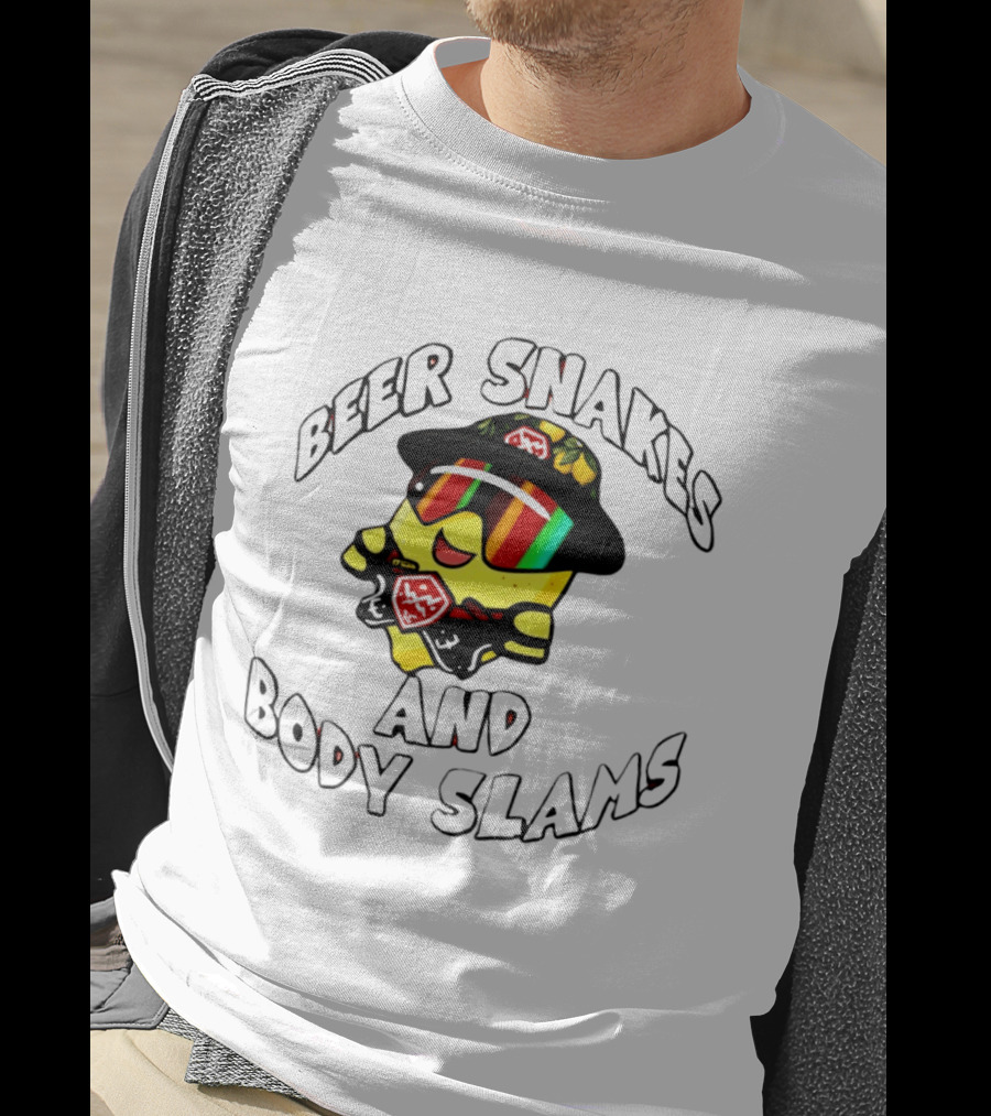 Beer Snakes And Body Slams Lemon Guy Fun Retro 90s T-Shirt