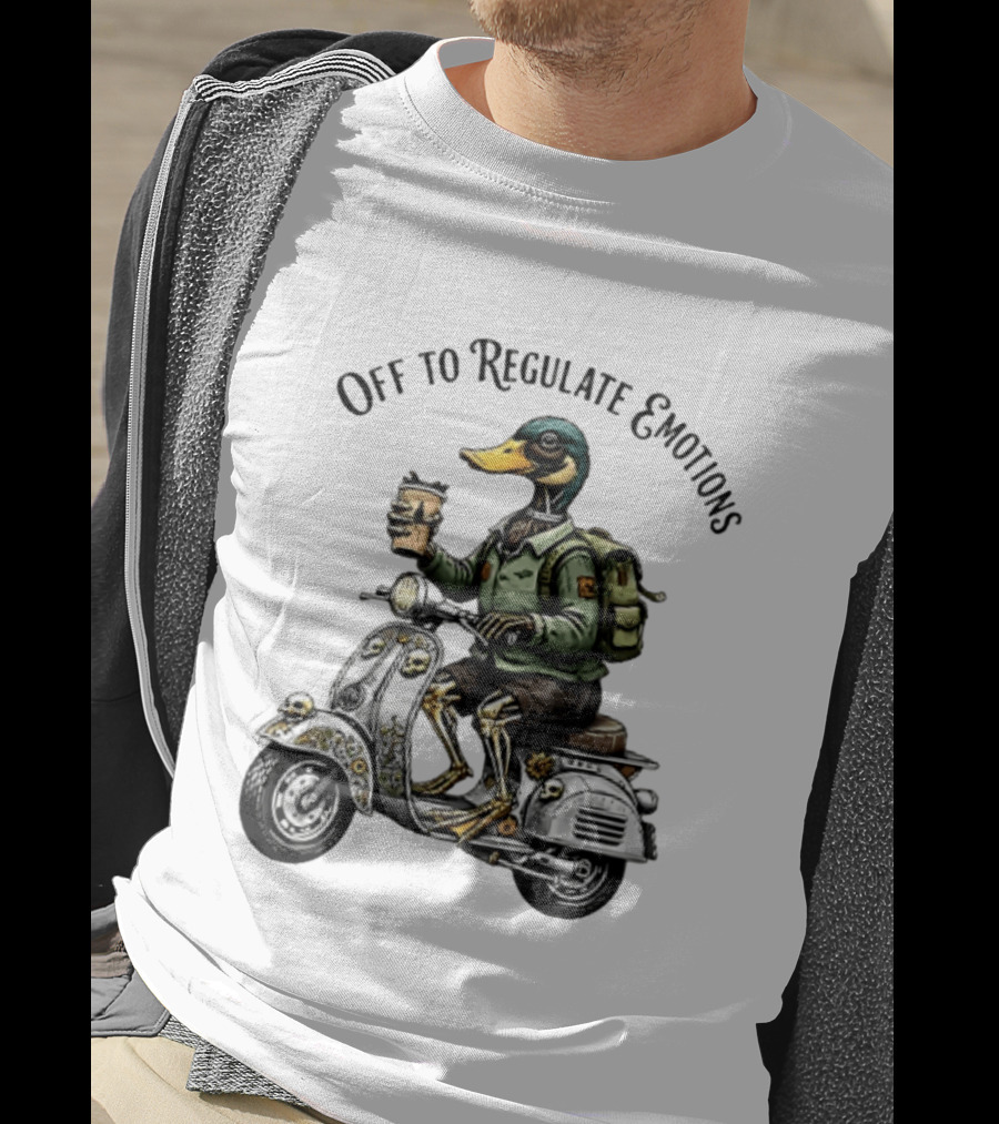 Off To Regulate Emotions Duck Scooter Coffee Adventure T-Shirt