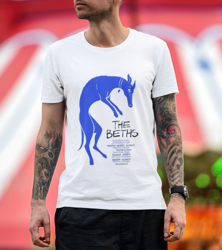 The Beths New Zealand Aotearoa 2024 Tour Blue Jumping Dog T-Shirt