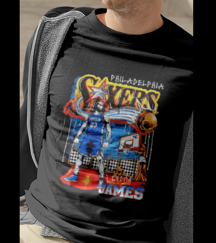 Philadelphia 76ers LeBron James Skeleton Basketball T-Shirt