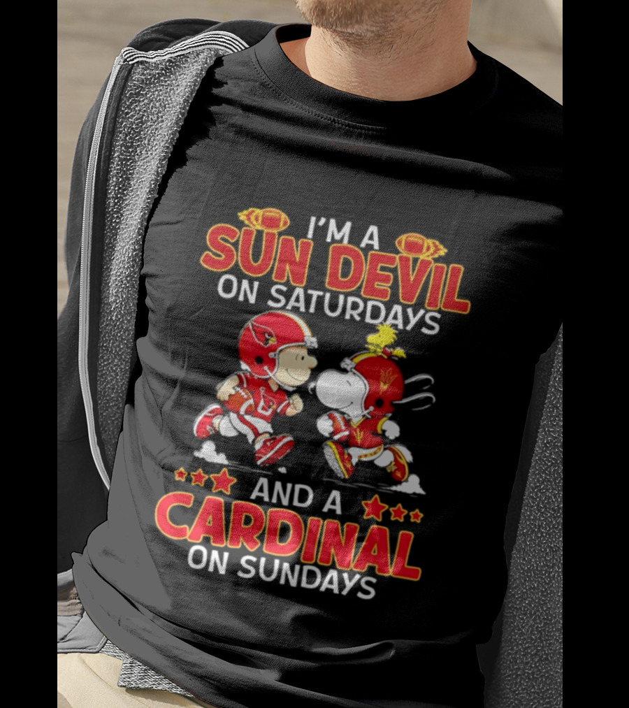 I'm A Sun Devil On Saturdays And A Cardinal On Sundays Peanuts Football Characters T-Shirt