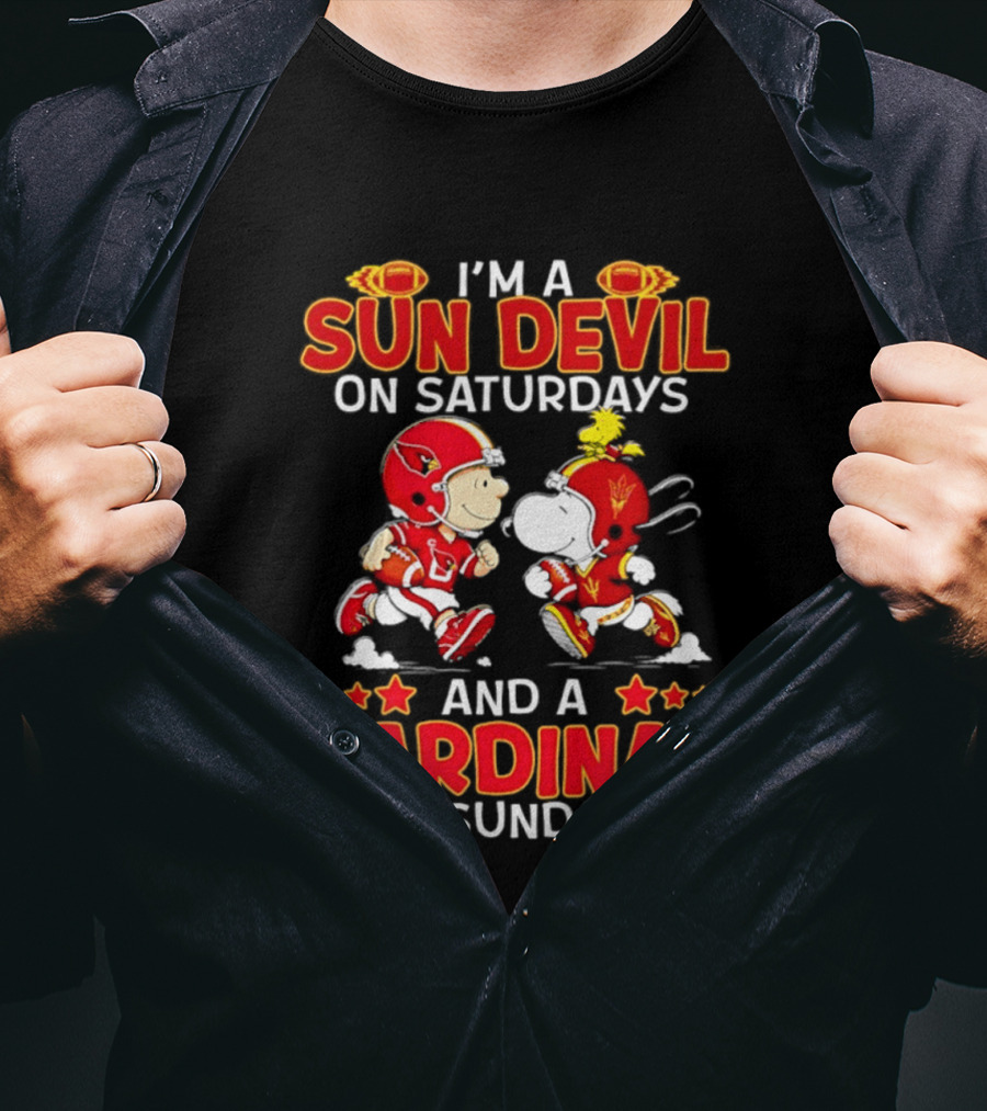I'm A Sun Devil On Saturdays And A Cardinal On Sundays Peanuts Football Characters T-Shirt