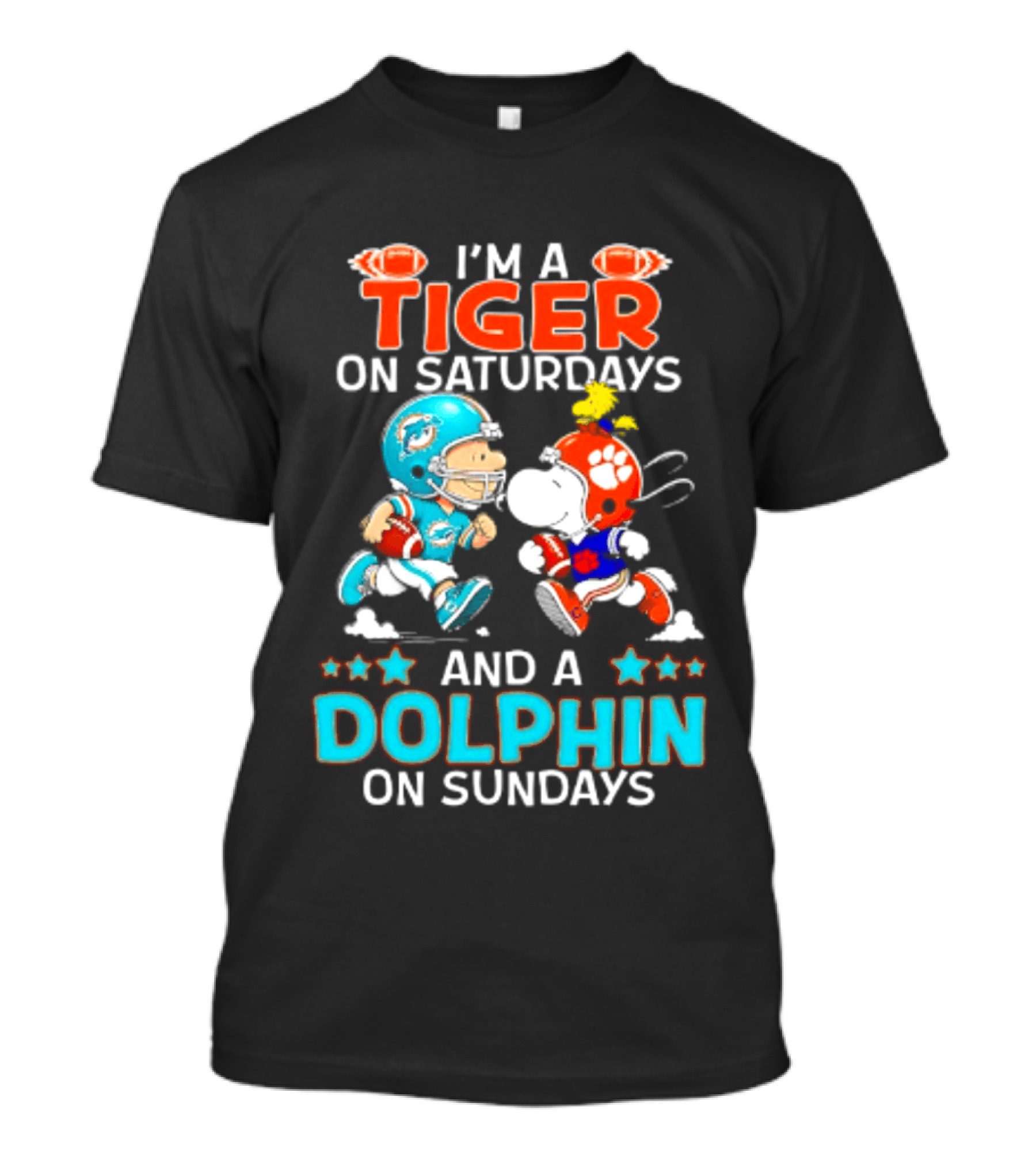 I'm A Tiger On Saturdays And A Dolphin On Sundays Peanuts Football T-Shirt