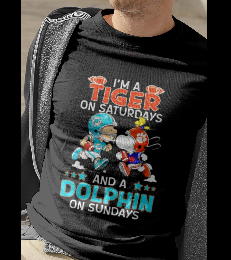 I'm A Tiger On Saturdays And A Dolphin On Sundays Peanuts Football T-Shirt