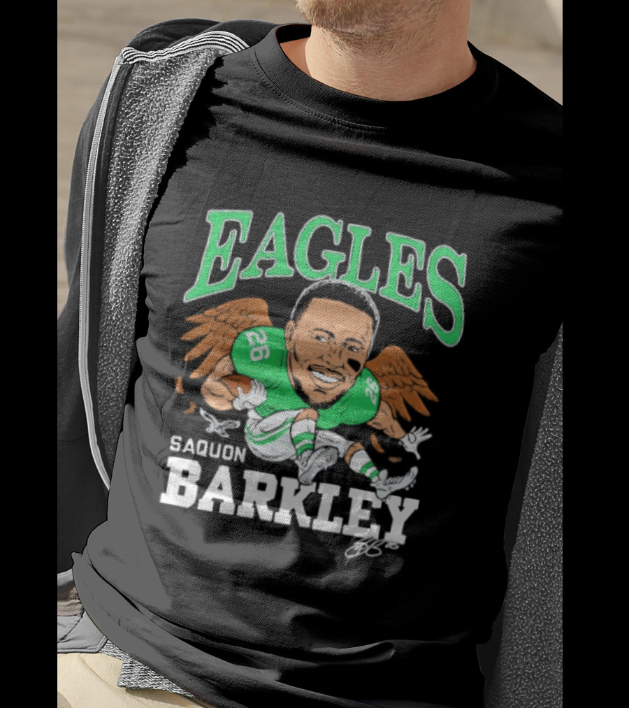 Eagles Saquon Barkley Caricature Green Wings 26 T-Shirt
