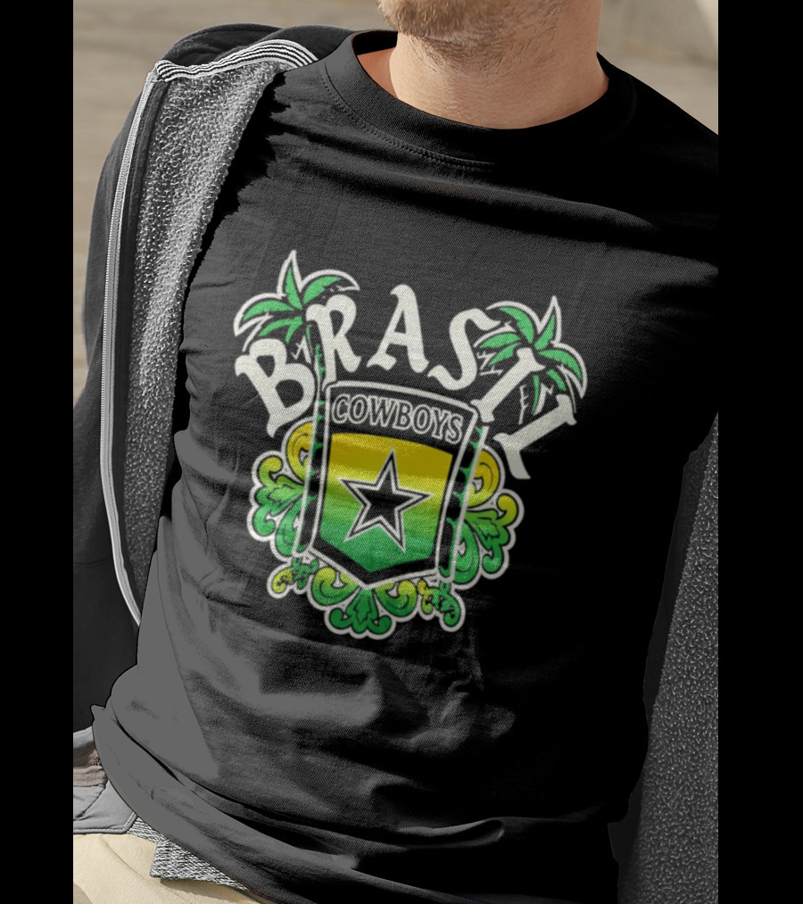 Brasil Cowboys Star Shield Palms Green Yellow T-Shirt