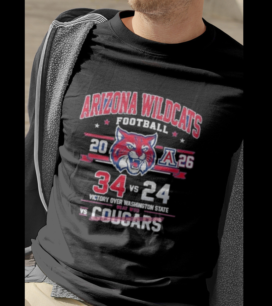 Arizona Wildcats Football 2026 Victory Over Washington State Cougars 34 24 T-Shirt