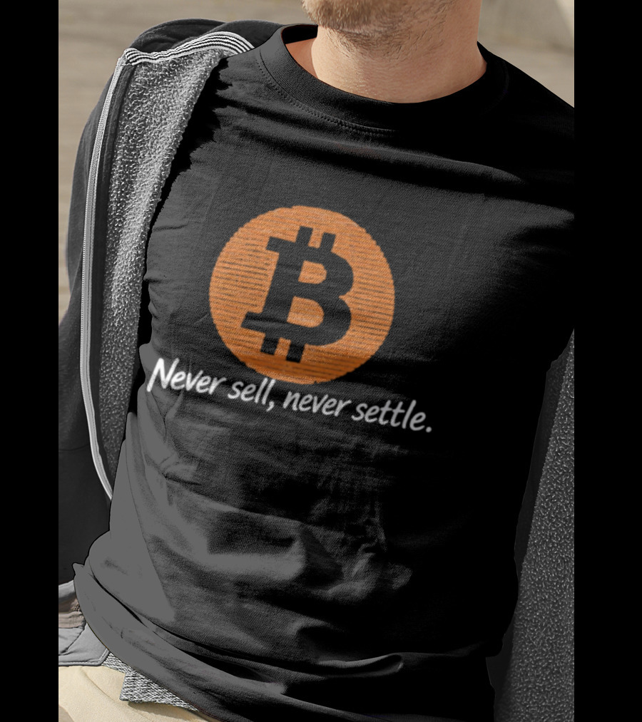 Bitcoin Never Sell Never Settle Orange B T-Shirt