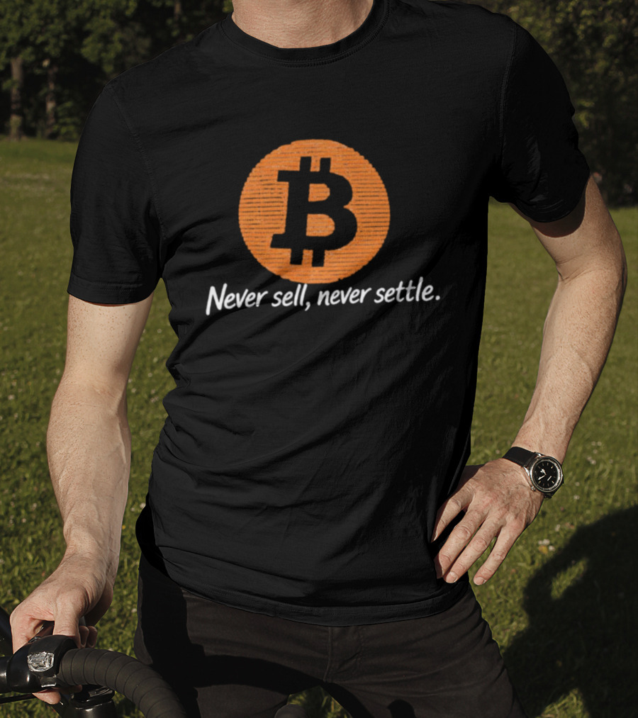 Bitcoin Never Sell Never Settle Orange B T-Shirt