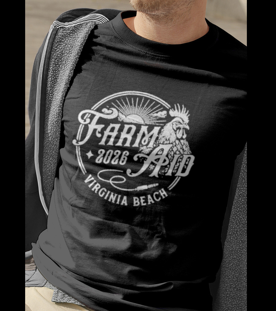 Farm Aid 2026 Virginia Beach Concert Rooster Sunburst T-Shirt