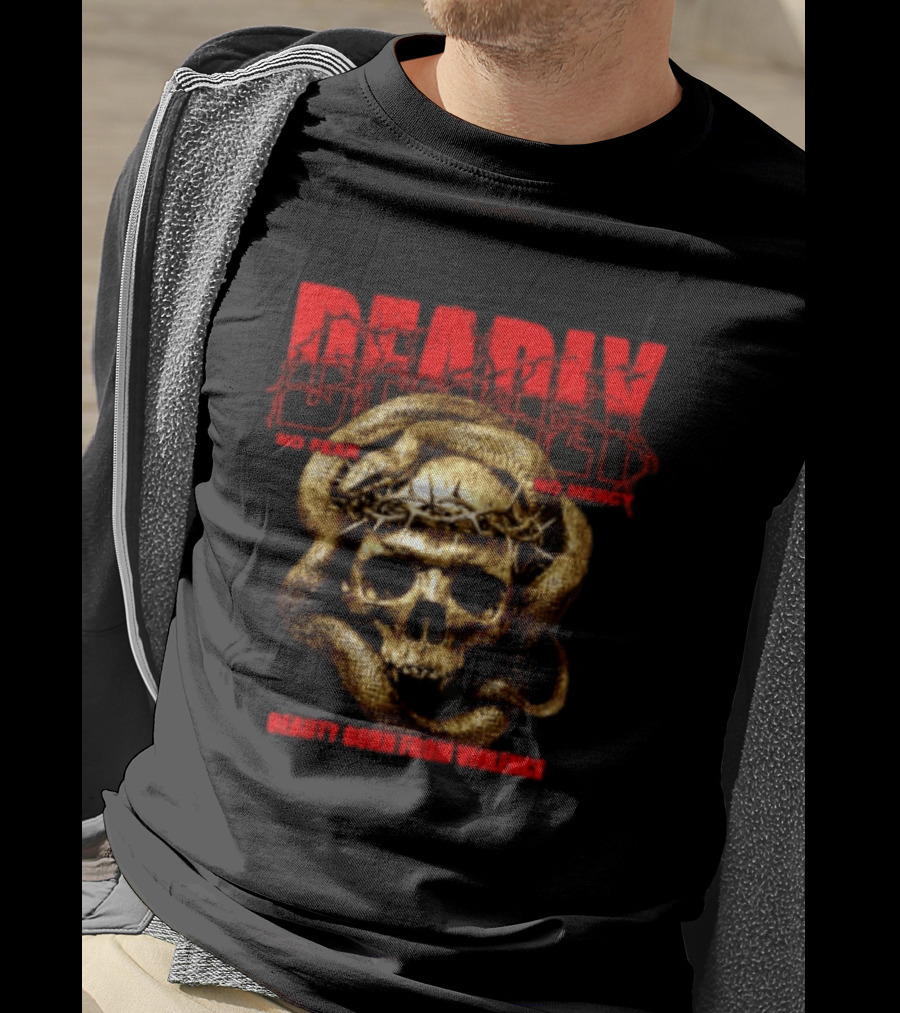 Deadly Skull And Snake No Fear No Mercy Beauty Born From Violence T-Shirt