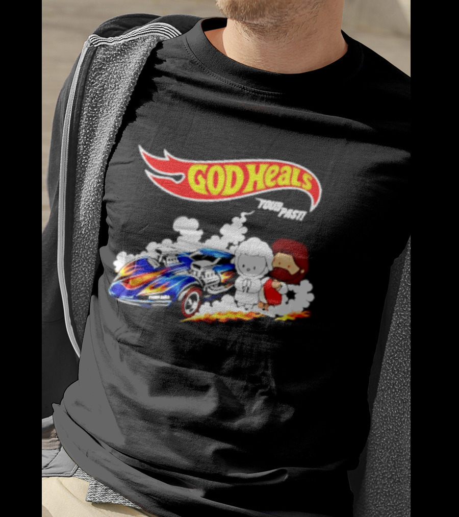 God Heals Hot Wheels Jesus And Lamb Twin Mill T-Shirt