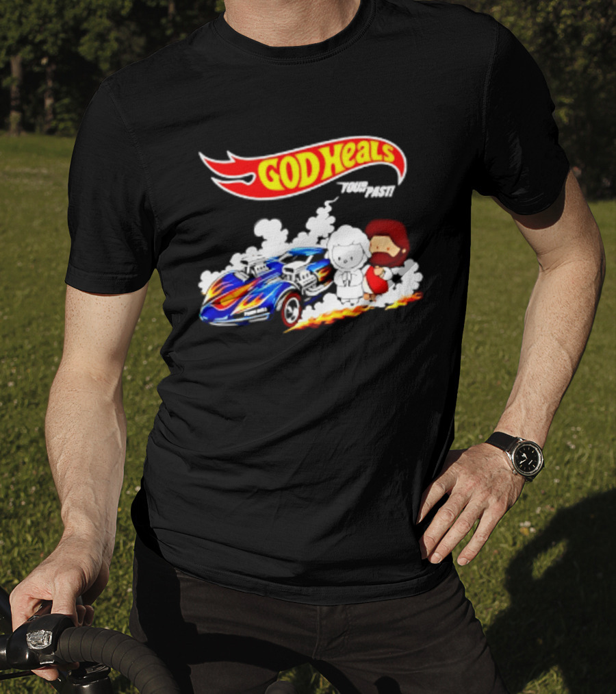 God Heals Hot Wheels Jesus And Lamb Twin Mill T-Shirt