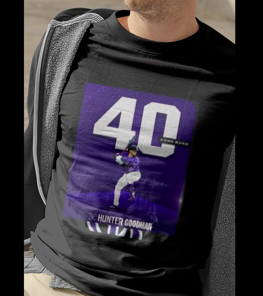 Hunter Goodman 40 Home Runs Colorado Rockies Purple T-Shirt