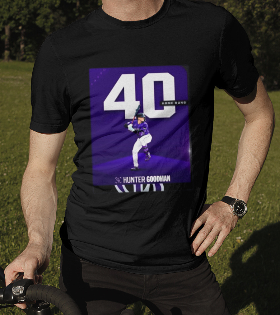 Hunter Goodman 40 Home Runs Colorado Rockies Purple T-Shirt