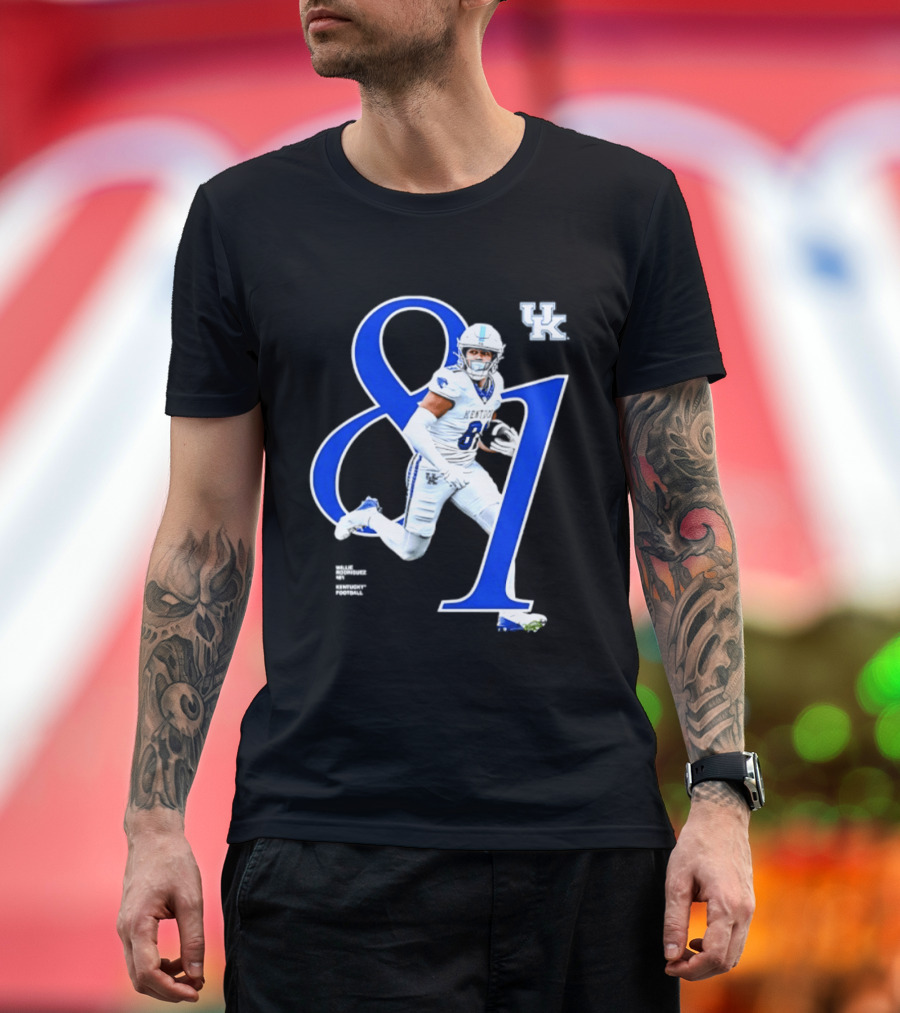Willie Rodriguez 81 Kentucky Wildcats NCAA Football Player Number T-Shirt