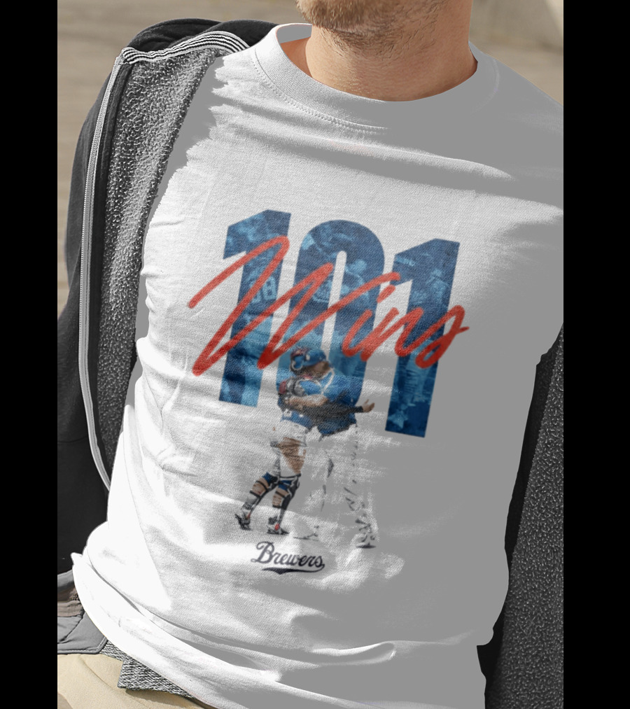 Brewers 101 Wins Robert Gasser William Contreras Celebration T-Shirt
