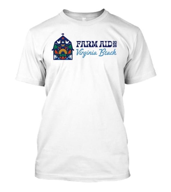 Farm Aid 2026 Virginia Beach Stained Glass Barn Sunflowers Doves T-Shirt