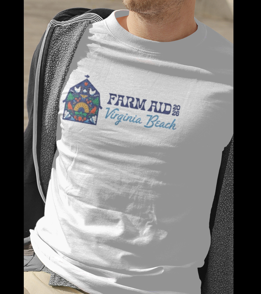 Farm Aid 2026 Virginia Beach Stained Glass Barn Sunflowers Doves T-Shirt