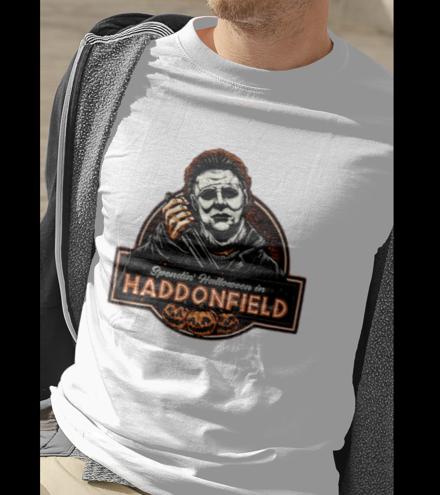 Michael Myers Spendin' Halloween In Haddonfield With Pumpkins T-Shirt