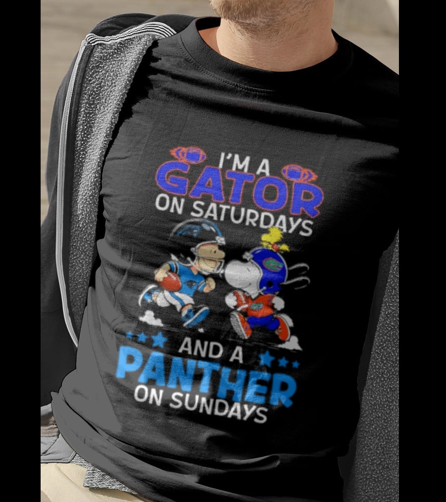 Peanuts I'm A Gator On Saturdays And A Panther On Sundays Football T-Shirt