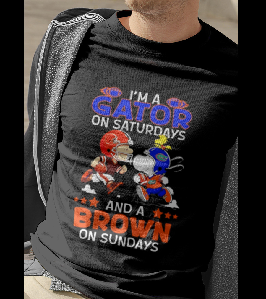 Gator On Saturdays Brown On Sundays Peanuts Football Fan T-Shirt