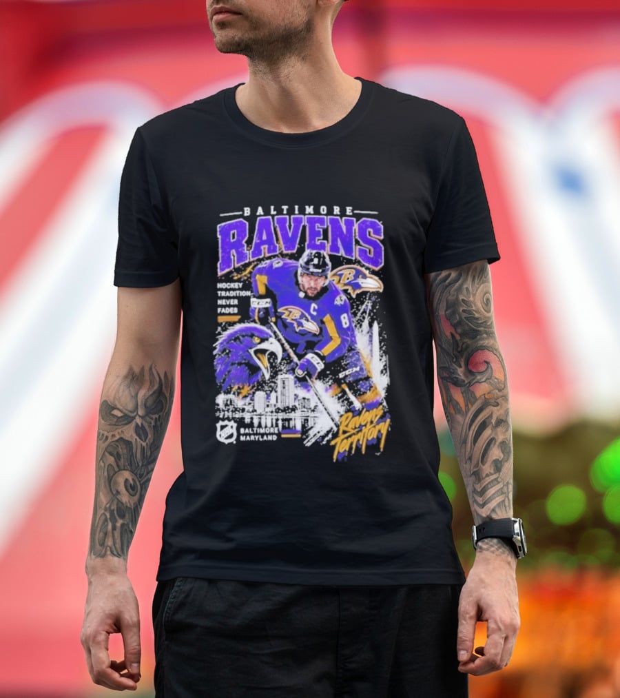 Baltimore Ravens Territory Tradition Never Fades Skyline Maryland Hockey T-Shirt
