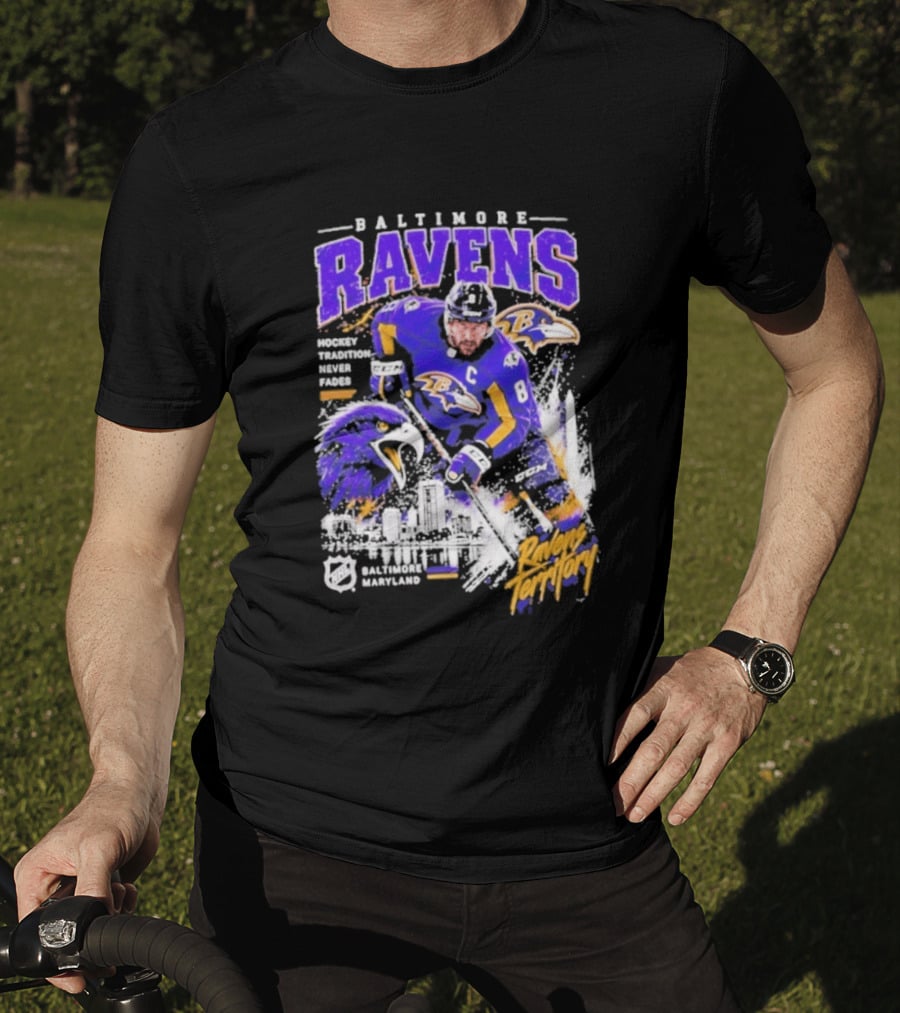 Baltimore Ravens Territory Tradition Never Fades Skyline Maryland Hockey T-Shirt