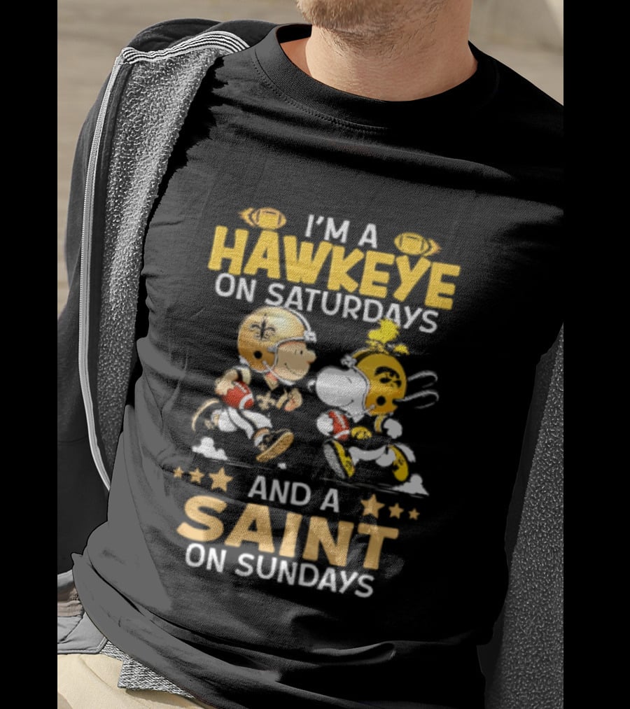 Peanuts I'm A Hawkeye On Saturdays And A Saint On Sundays T-Shirt