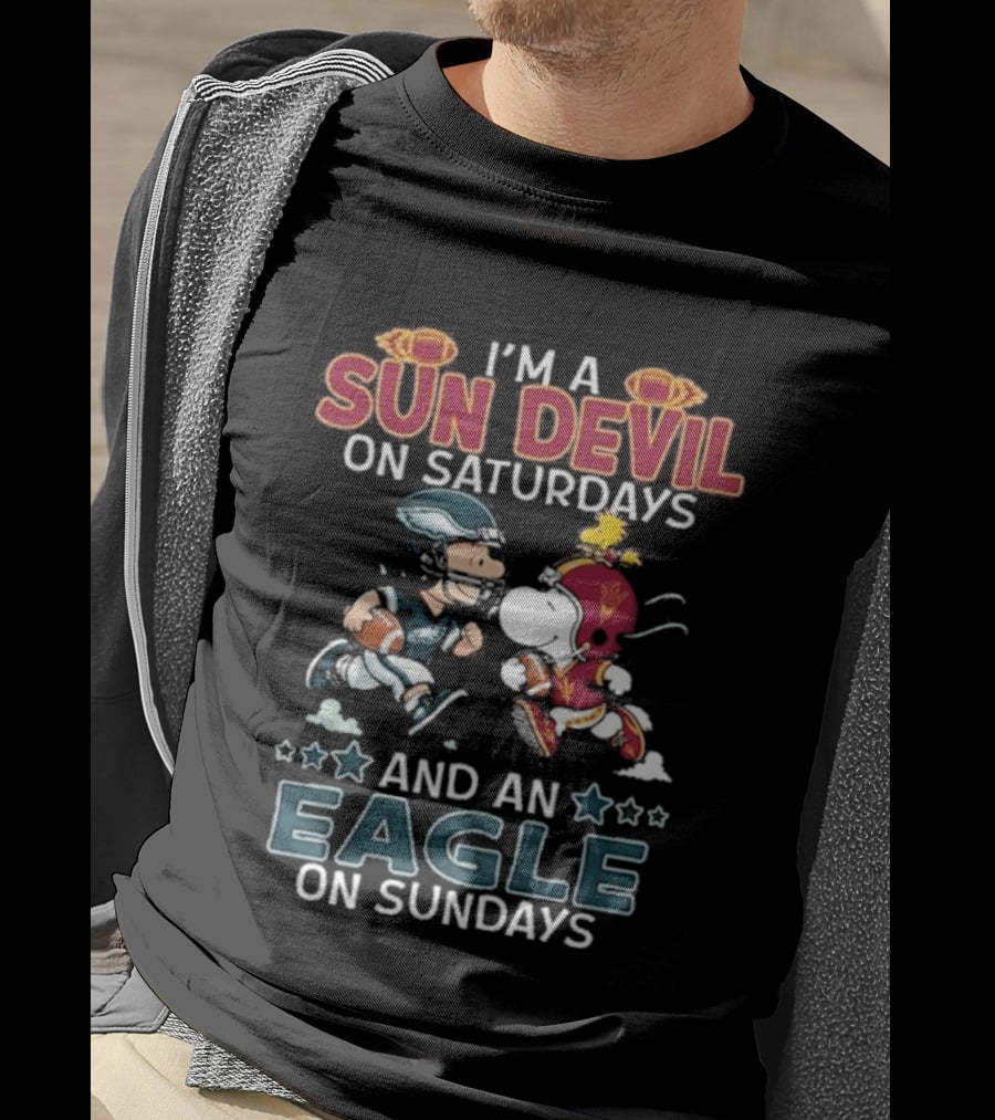 I'm A Sun Devil On Saturdays And An Eagle On Sundays Charlie Brown Snoopy T-Shirt