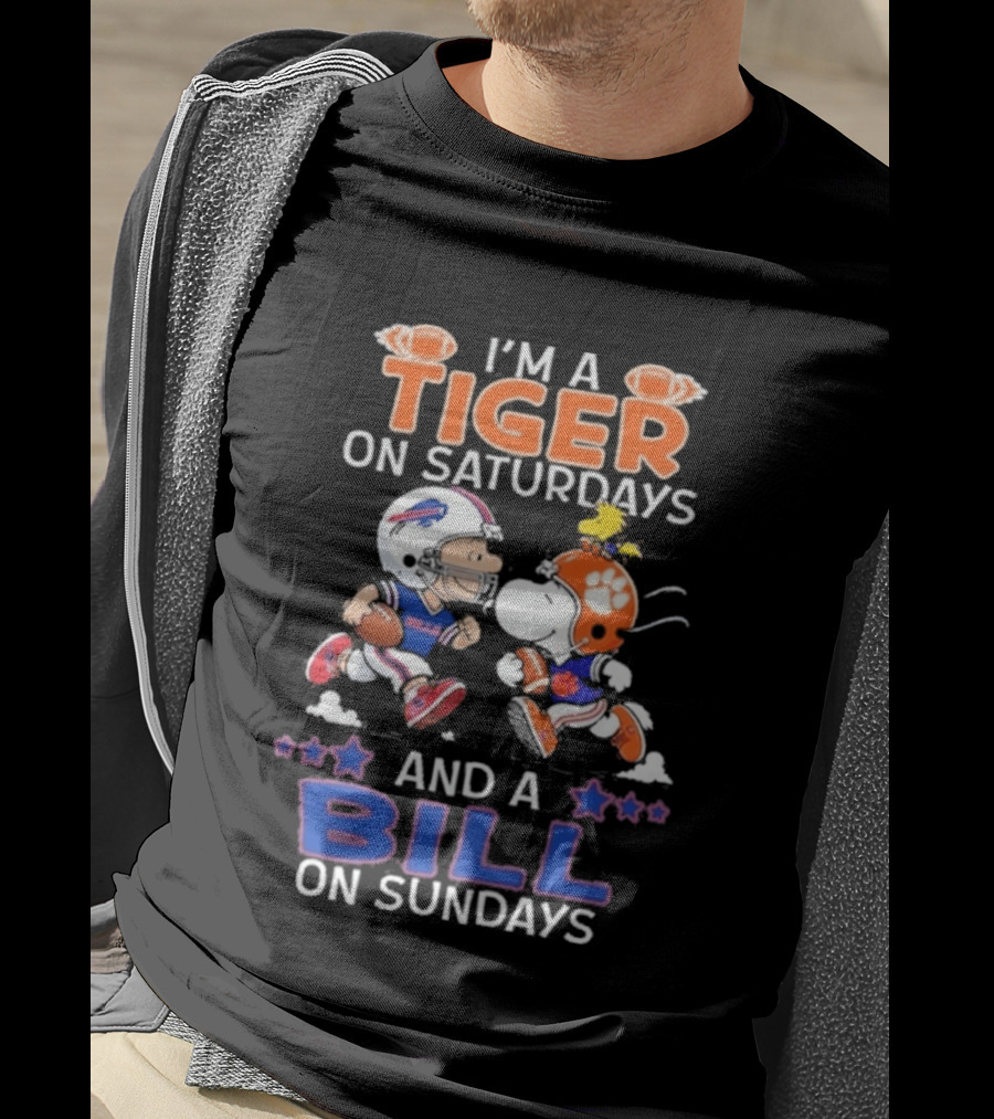 Charlie Brown Snoopy Tiger Saturdays Bill Sundays T-Shirt