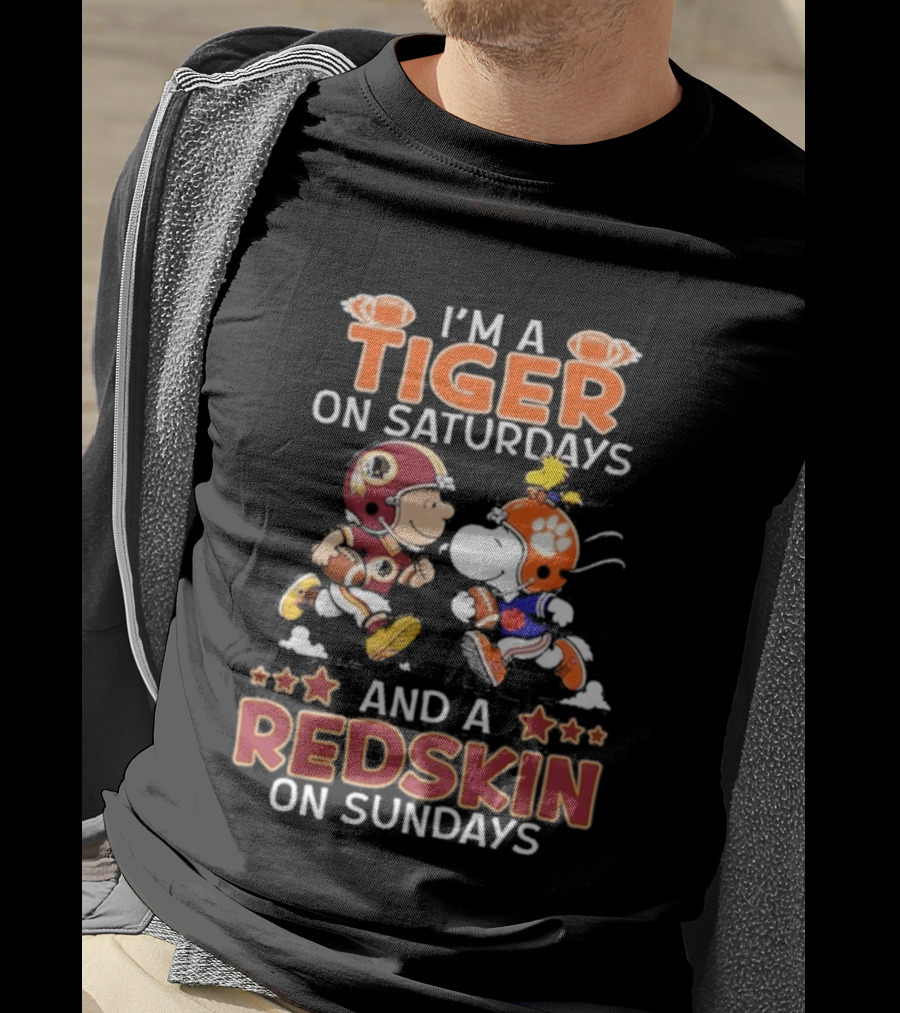 Charlie Brown Snoopy Tiger Saturdays Redskin Sundays Sports T-Shirt