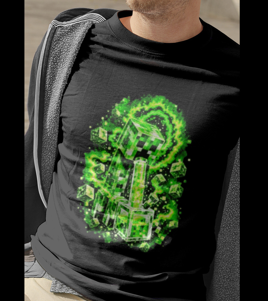 Minecraft Creeper Green Bong Pixel Explosion T-Shirt