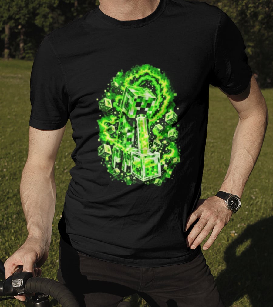 Minecraft Creeper Green Bong Pixel Explosion T-Shirt